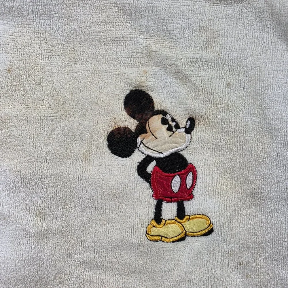 Vintage Walt Disney Mickey Mouse Retro White Cotton Hand Towel Embroidered